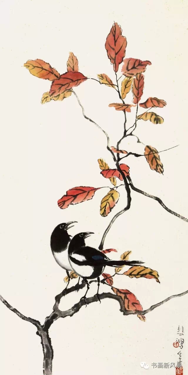 徐悲鸿《喜鹊登枝》